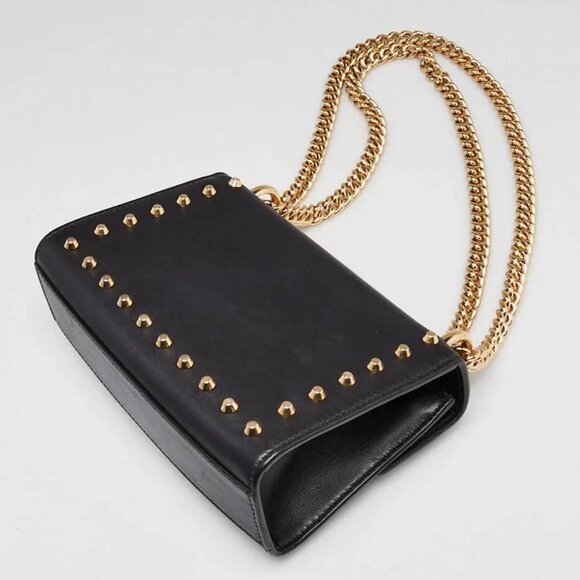 Gucci Black Leather Faux Pearl Stud Padlock Small Shoulder Bag - Picture 3 of 11